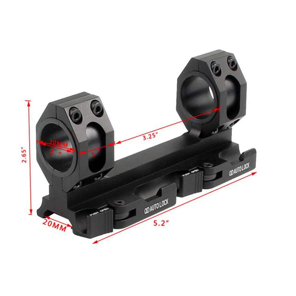 25.4mm 30mm Dual Ring Cantilever QD Scope Rings Mount Quick Release Picatinny Weaver Rail Hunting