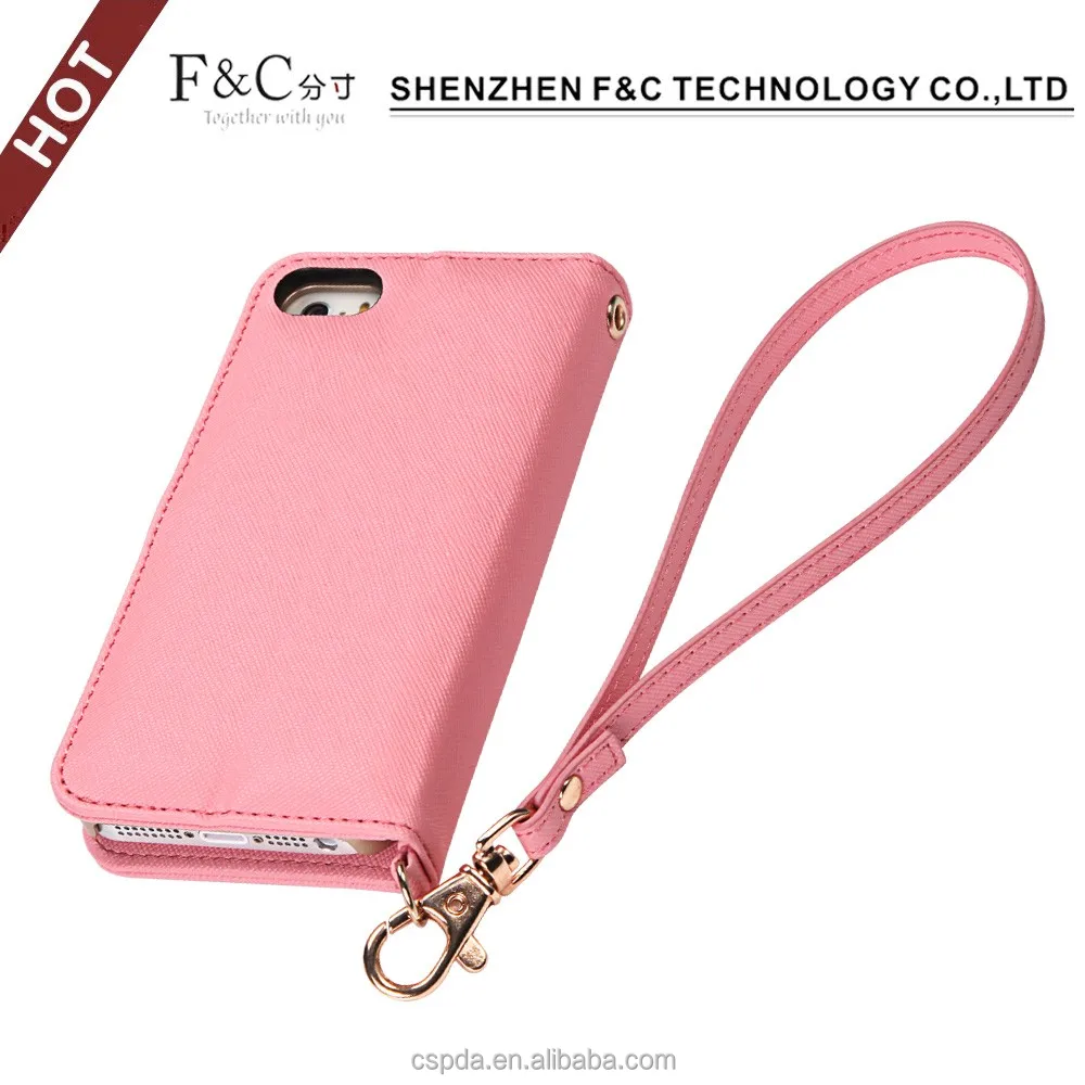 
Popular in Japan Lady use wallet style cute mobile phone cover for iphone se with hand strap 