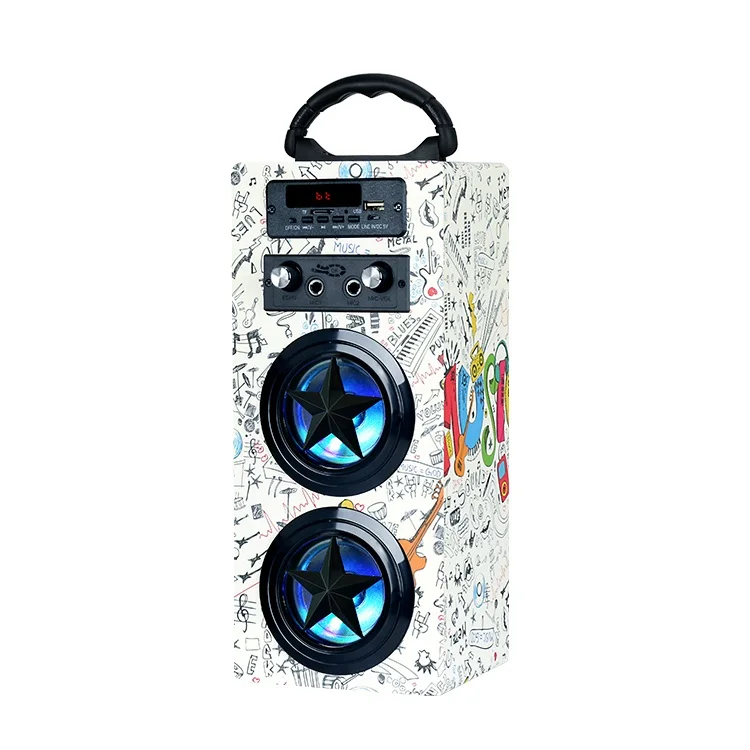 New arrival Wooden case KBQ-1603 wireless speaker Karaoke Portable speaker USB TF FM AUX KBQ1603 Sound box with led light 3w*2