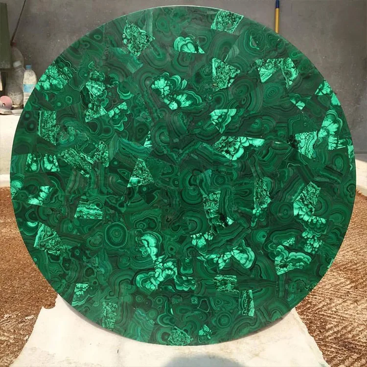 Gem Stone Furniture Round Malachite Countertop Dining Table Top