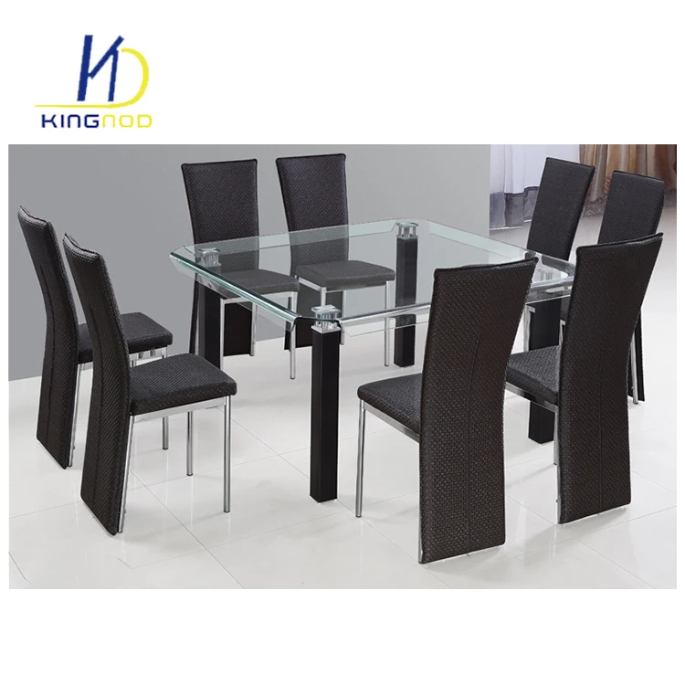 1+8 Cheap Small Cbm KD 8 Seaters Modern Dining Room Table Home Glass Dining Table Set