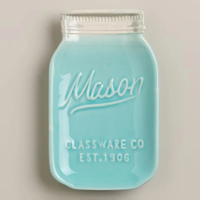 Wholesale custom color ceramic mason jar spoon rest