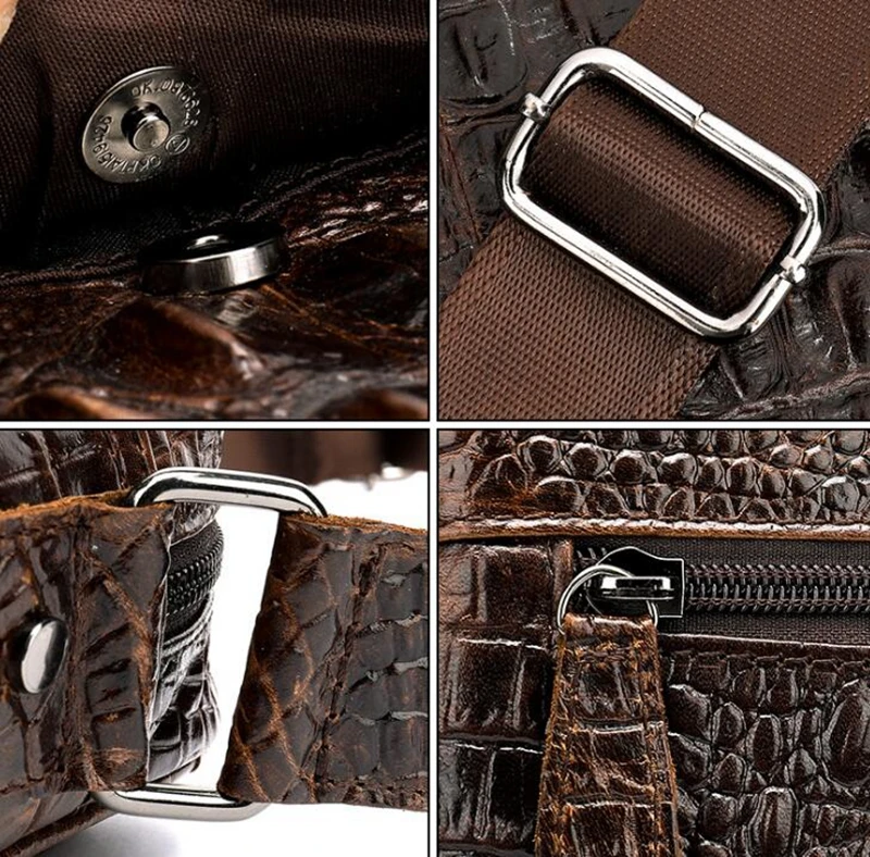 Dreamtop DTA502 crocodile grain cowhide leather crossbody bag fashion sling bag men shoulder with custom logo