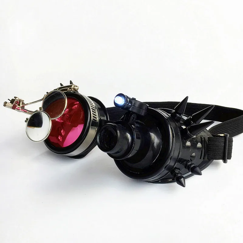 Wholesale Fashion Vintage Welding Cyber Rivet Cosplay Glasses LED Party Sunglasses Gothic Steampunk Sunglasses