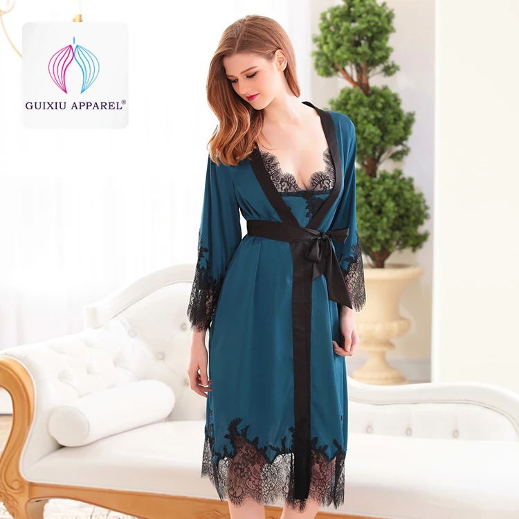 comfy womens dressing gown lace sleeping gown silk sexy Bathrobes