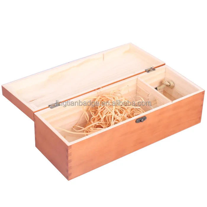 LINGTIAN Factory Wholesale Single Bottle MDF Wooden Wine Boxes With Sliding Lid
