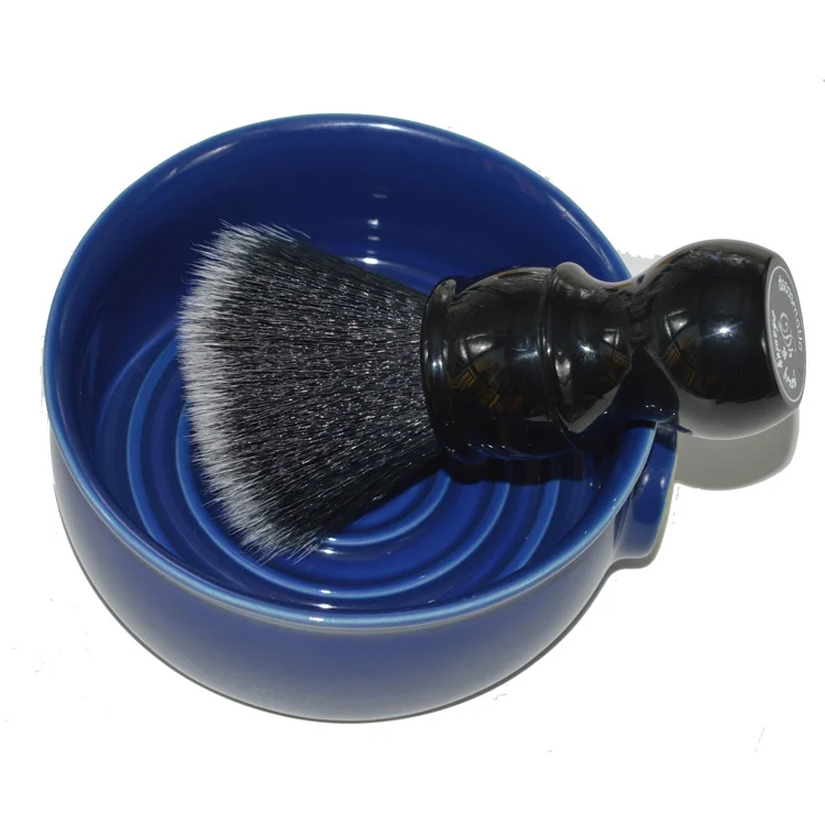 Customer Blue New Design Ceramic Shaving Scuttle Shaving Brush Bowl for Men