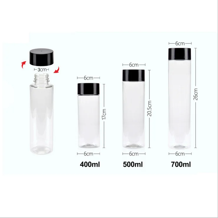 400ml 14oz food grade clear Milk tea juice Beverage round plastic PET clear water Bottle with PP lid for drinking