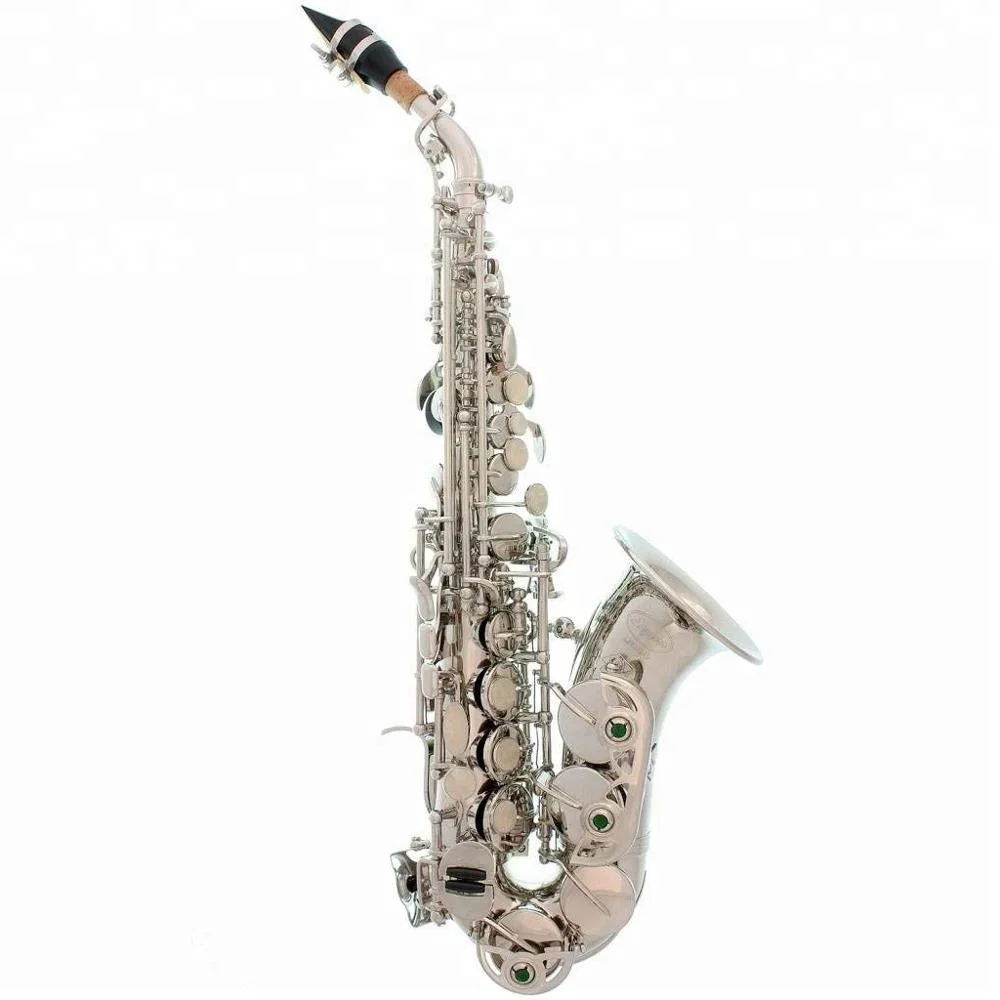 
Big Manufacturer Quality Silver/Nickel Curved Bb Soprano Saxophone 