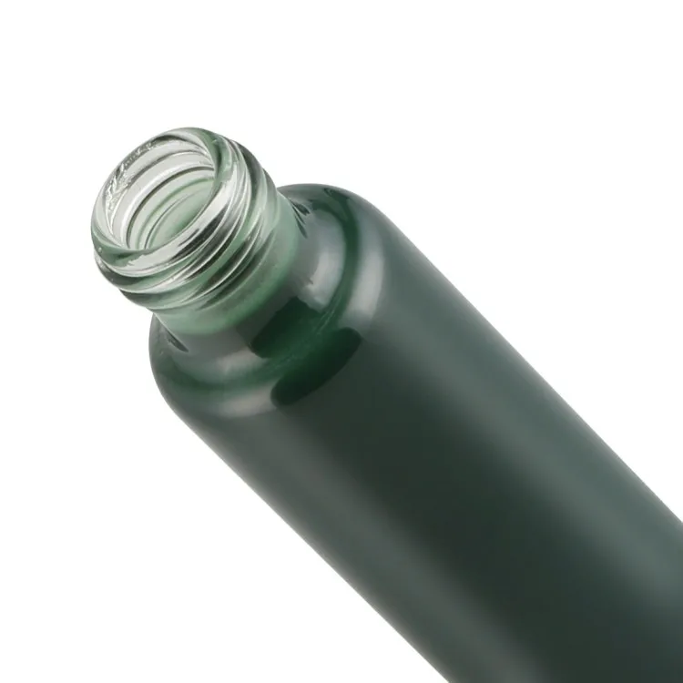 5ml 10ml 15ml  manufacturer  green  glass  cosmetic tubes packaging  essential oil glass bottle with press pump dropper