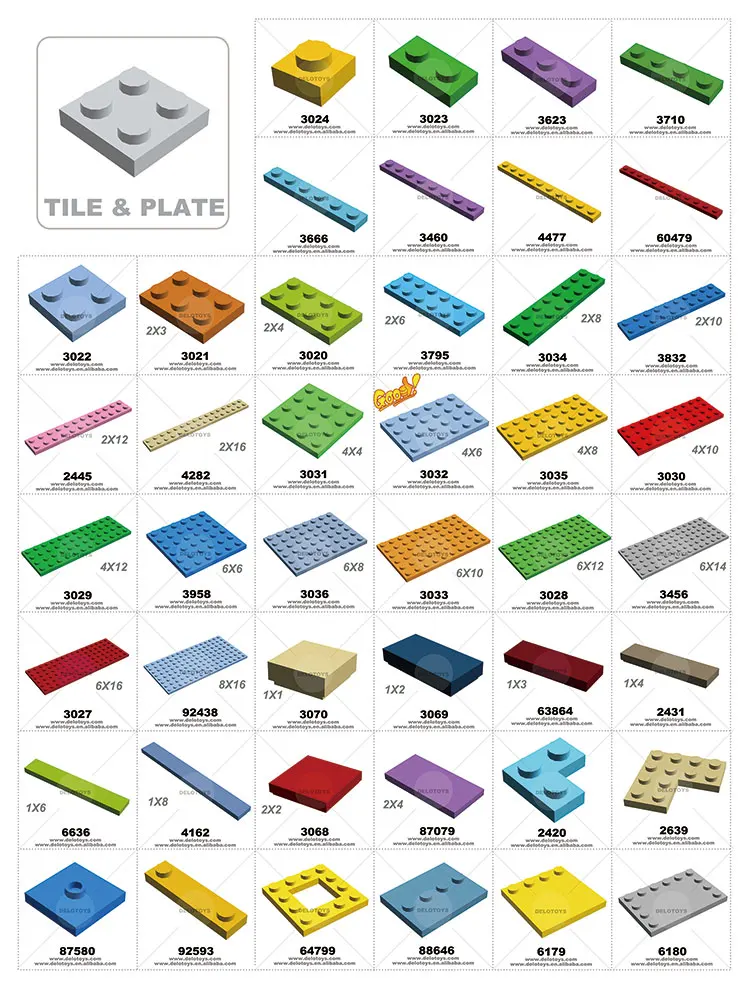 DELO TOYS  ( 22 colors )  Plastic building blocks bricks 2*2 Plate 2 x 2  (NO.3022)