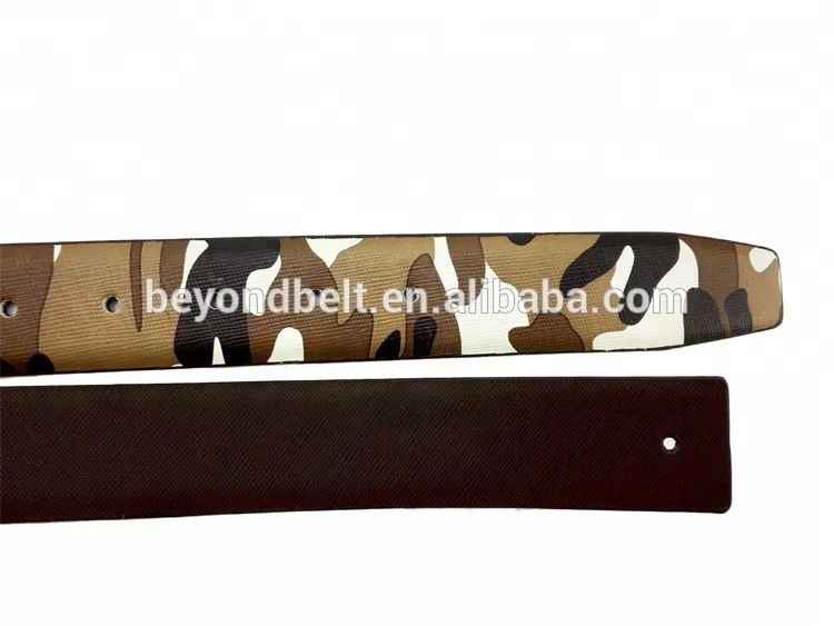 Custom Design Ratchet Camouflage Genuine Letter Real Digital Screen Print Leather Belt Strap Multi Color