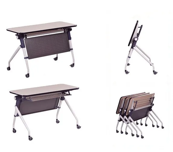 Removeable Office Furniture Conference Room Training Desk Folding Extendable Table With Wheels