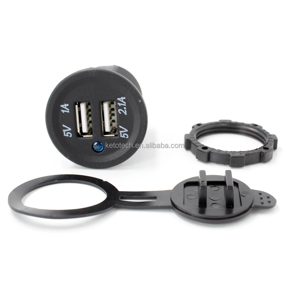 Dual USB Marine Camper RV SUV Truck 12V 24V 3.1A Car Charger Socket