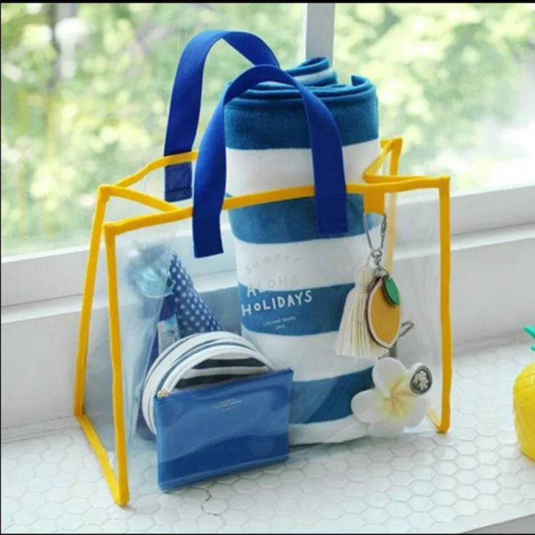 China Product Wholesale Clear Beach Transparent PVC Tote Bag For Beach Shopping