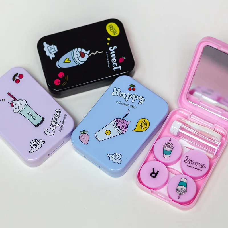 Красивые разных дизайнs DIY 2 наборы футляр для контактных линз глаз контейнер M-1302