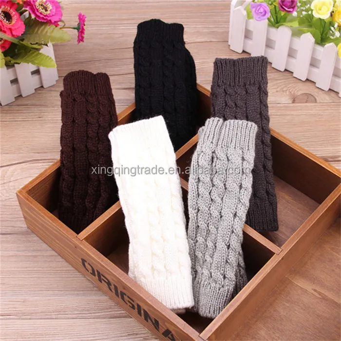Fashion Half Finger Gloves For Women Winter Warm Wool Knitting Arm Gloves