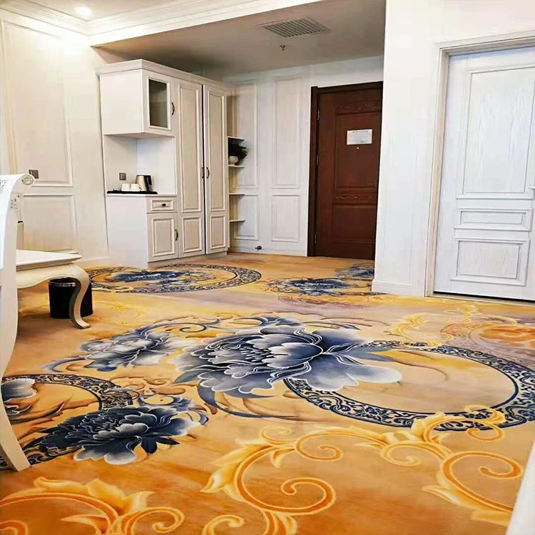 Carpet Factory Nylon Printed Floral Pattern Carpet Fireproof Banquet Room Hotel Custom Woven Printed Nordic Carpet