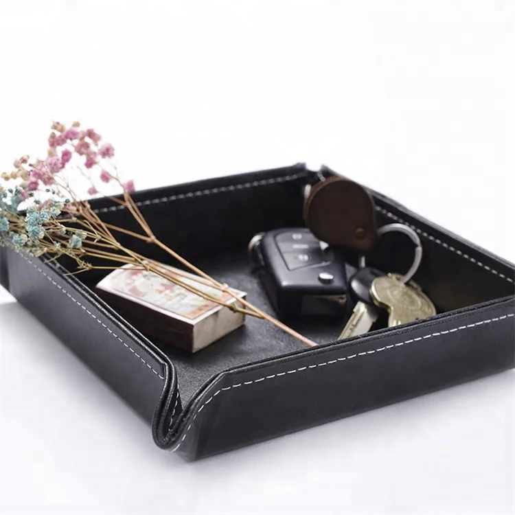 Новый дизайн, оптовая продажа, съемный модный Подарочный органайзер для ювелирных изделий, часы с ключом для монет, поднос для хранения фальшивой кожи