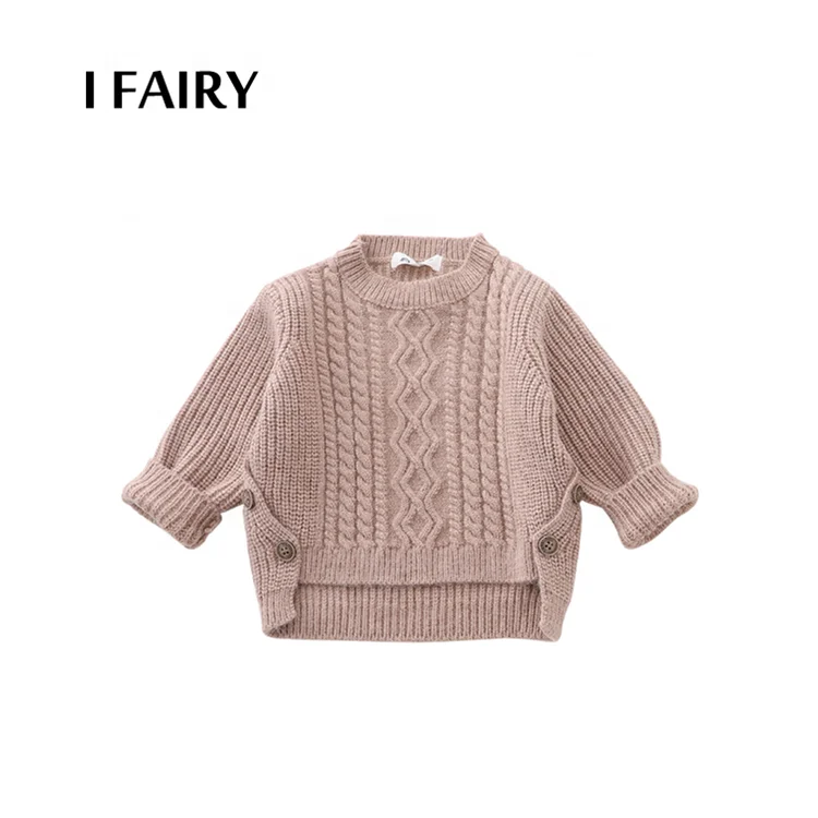 
Infant Unisex Cable Knit Sweater Baby Kids Side Button Knitwear 
