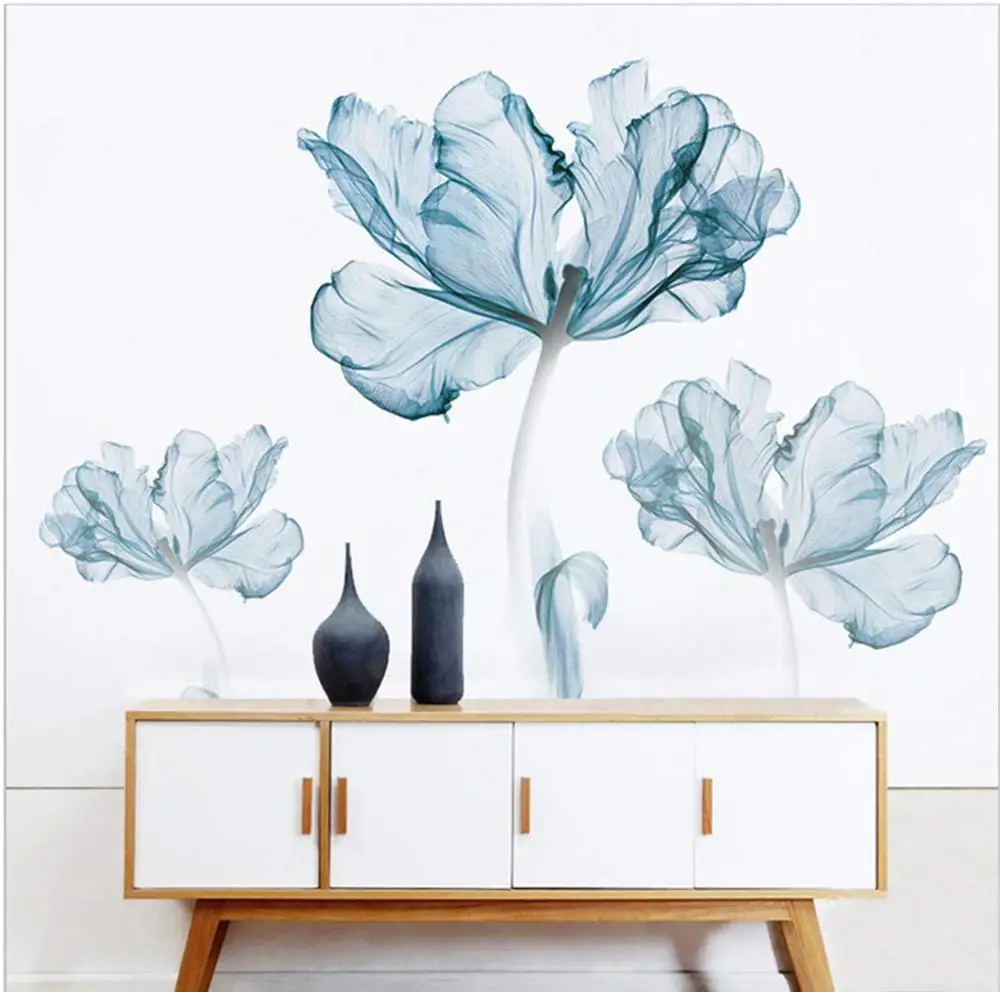 
Декоративные наклейки и фрески, домашняя для гостиной, цветочные настенные наклейки, улучшенная краска, настенные виниловые наклейки из ПВХ 