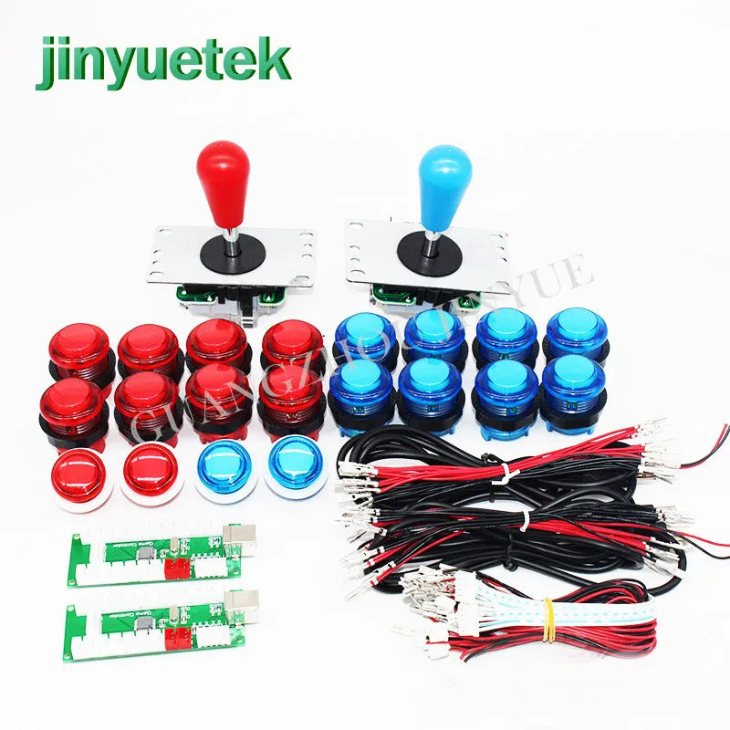 Arcade Game DIY Parts Kit Zero Delay USB Encoder to PC + 8Way Joystick + Chrome illuminated push Button kit for Mame Game