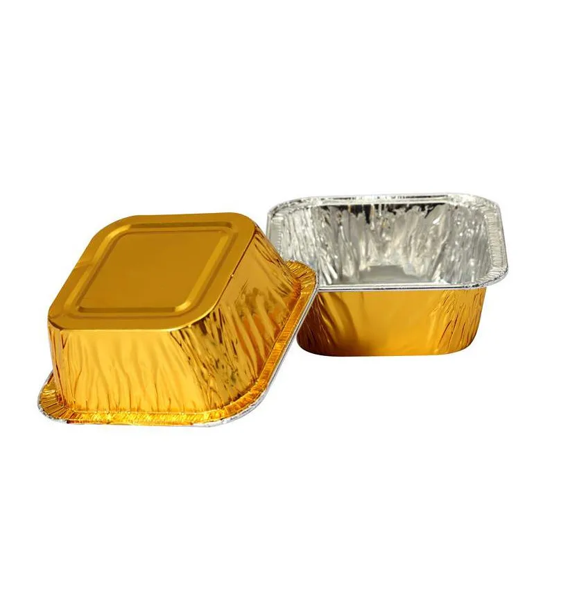 
small square airline aluminum foil catering tableware-silver coated container 