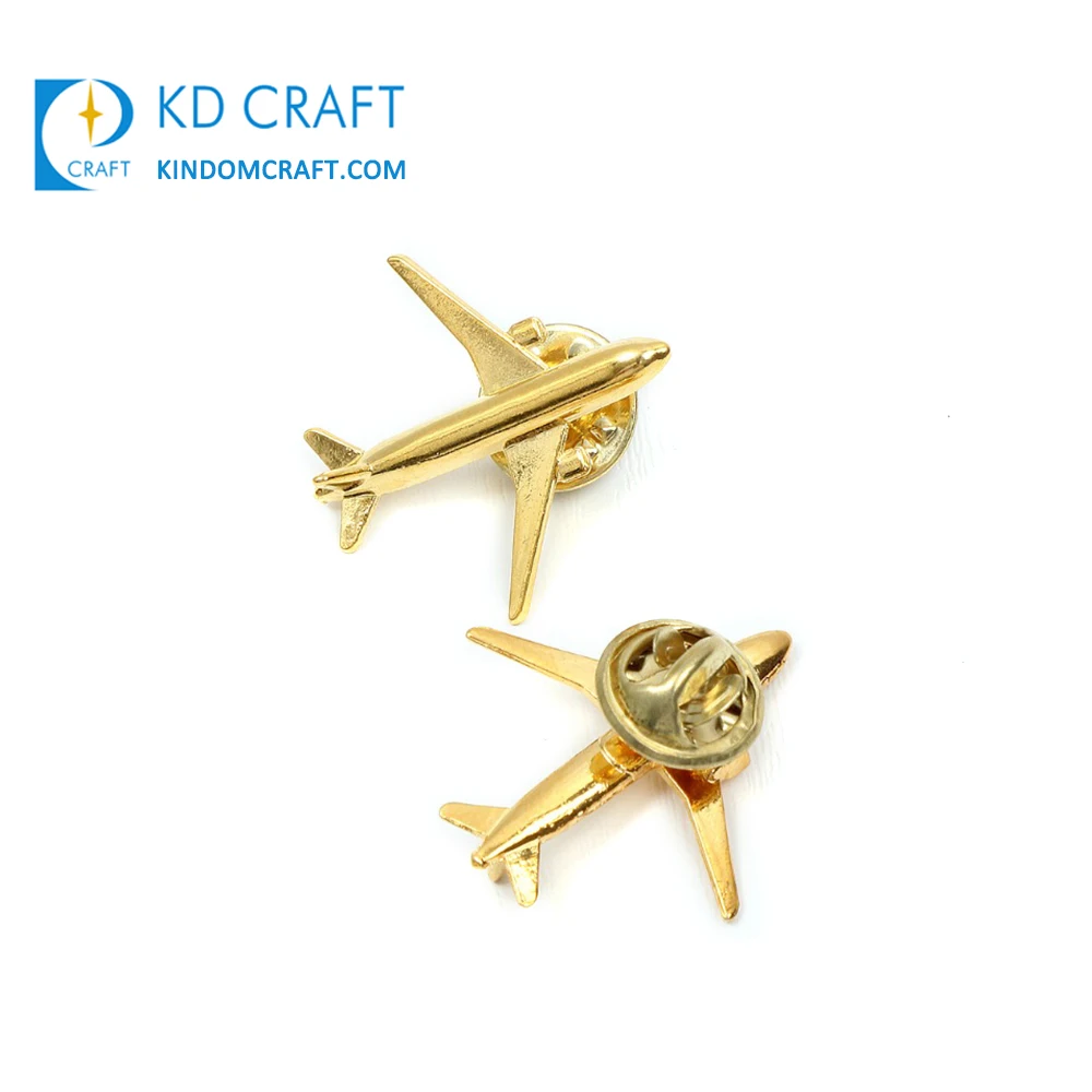 China manufacturers bulk cheap custom metal 3d aircraft badge silver gold plated aviator aviation airplane airbus lapel pin