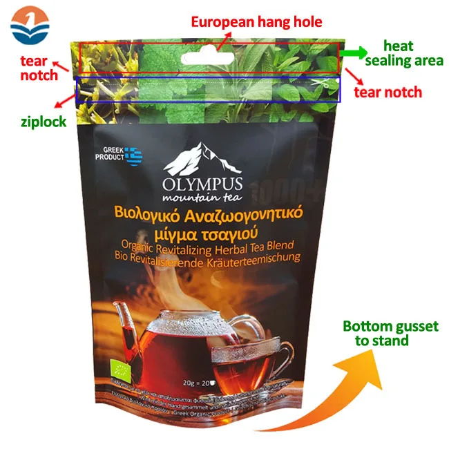 Zick Plastic Food Bags Manufacturer For Packaging With Window Tea Bag Envelope Paper