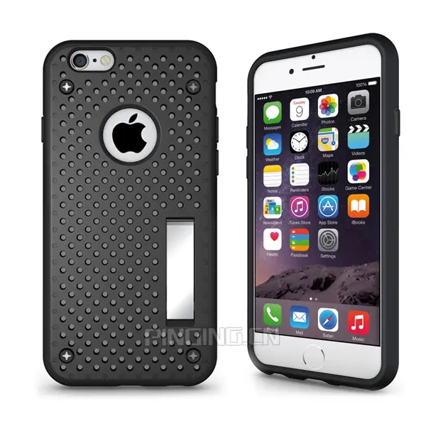 Лучшие продажи PC + TPU двойной слой тонкий броня подставка гибридный чехол для iPhone 6 4.7 дюймов