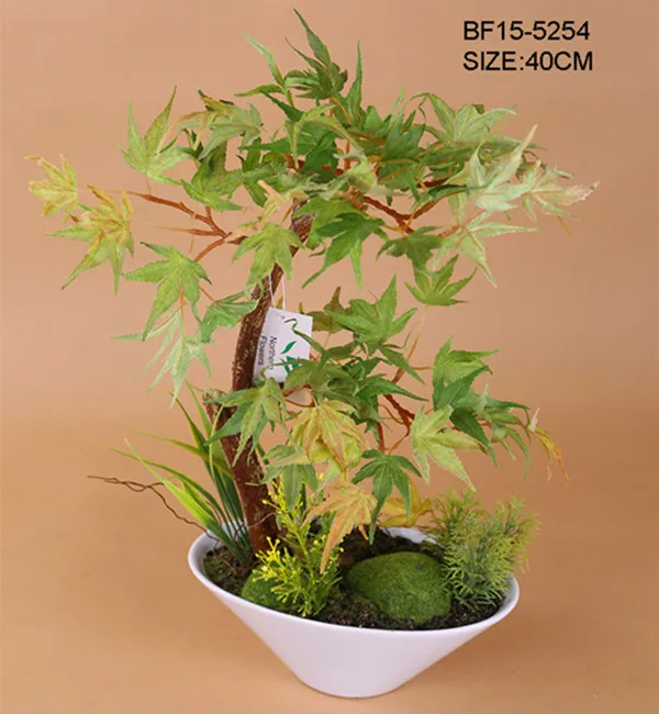 2018 chinese garden decor plant artificial maple tree in plastic pot