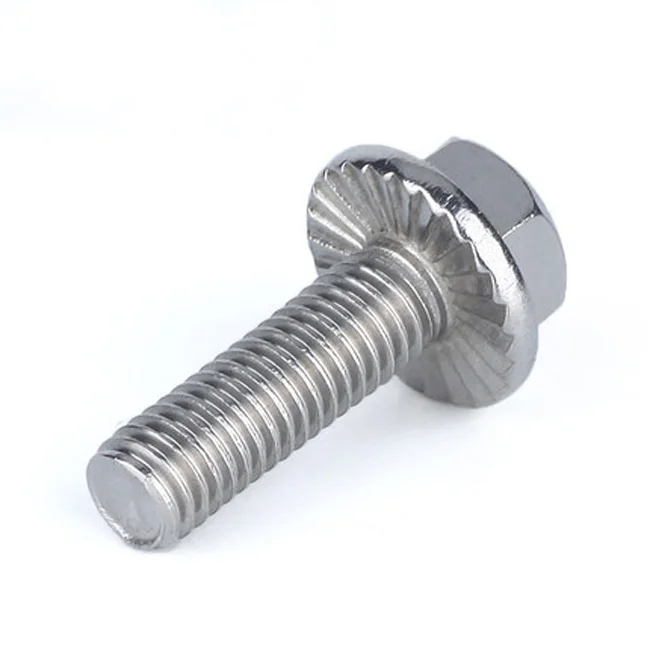 Stainless Steel M5 M6 M8 Hex Flange Head Bolt With Teeth