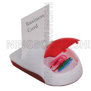  3 in 1 solid white plastic mouse black push keyboard brush business name card holder flip open container office paper clip