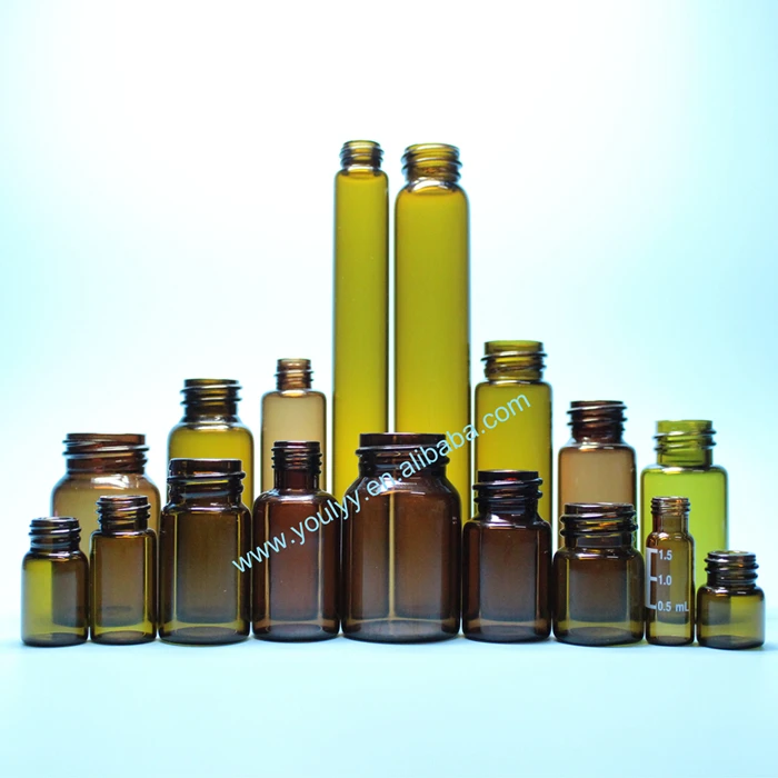 Clear and Amber Screw Top Thread Small Glass Bottle Vial