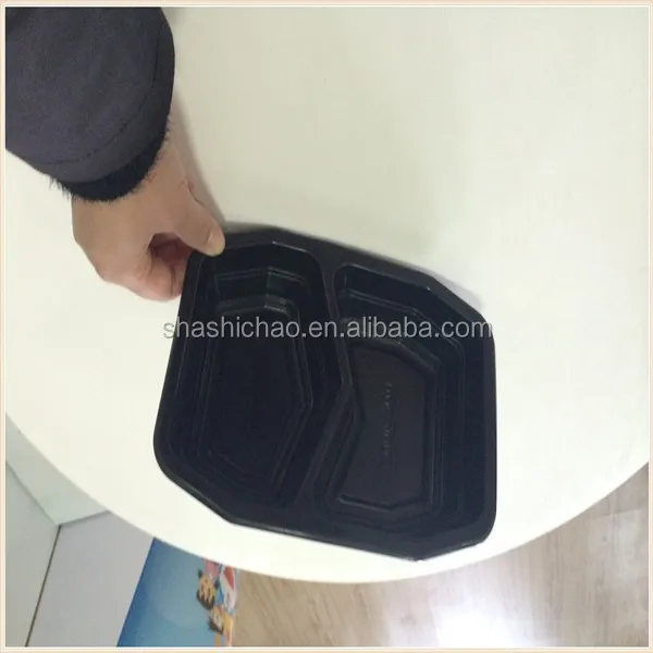 disposable frozen microwable food tray with two compartments
