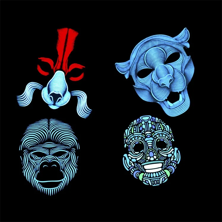 T-worthy Light Up Cool Masquerade Event Party Sound Activated LED EL Panel Mask