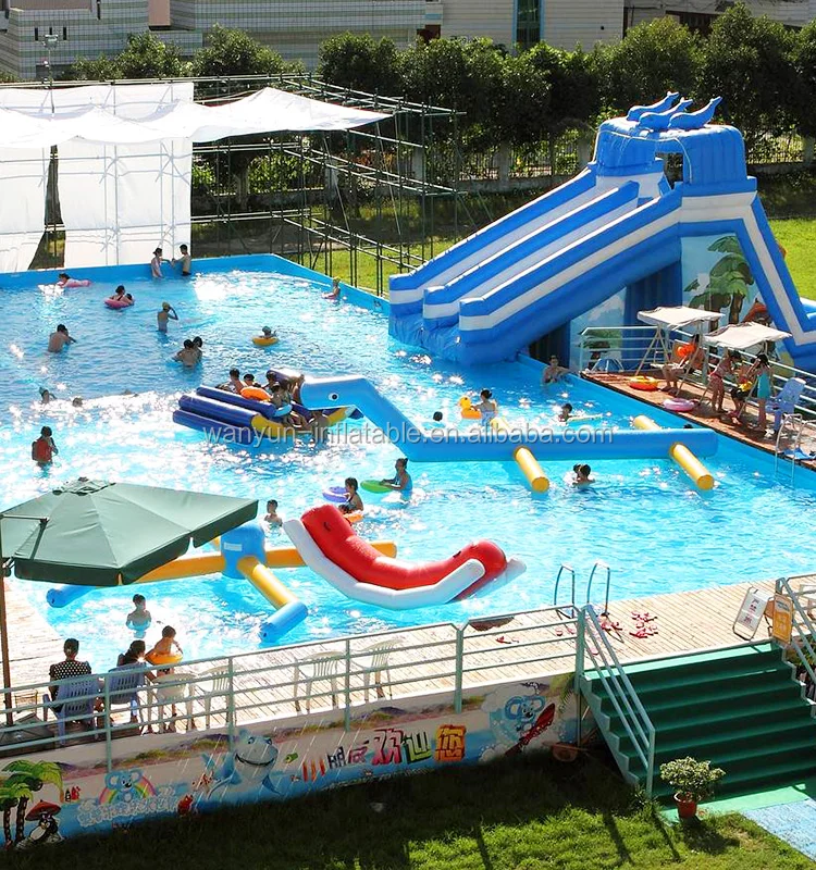 Professnal custom design moving water park with frame pool frame pool water park
