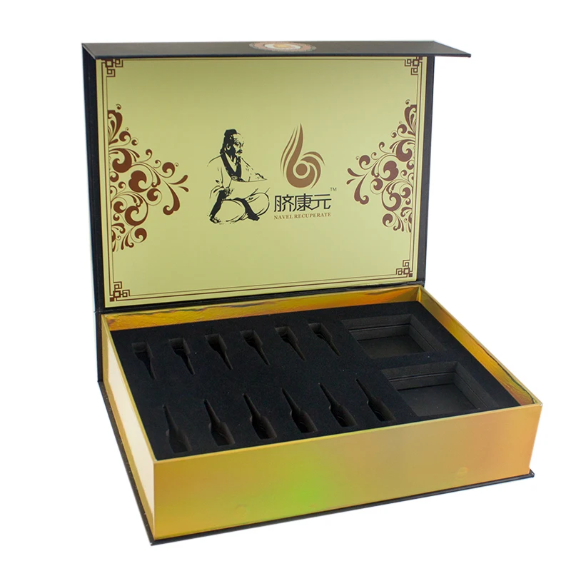 Деревянный золото печати магнитного коробка подарочная упаковка с EVA стелька