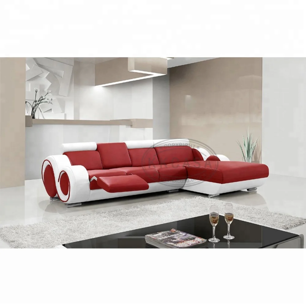Living room L shape Sectional sofa set  cheaper Recliner sofa  Half Moon Small Pure Imported Leather Sofa Set