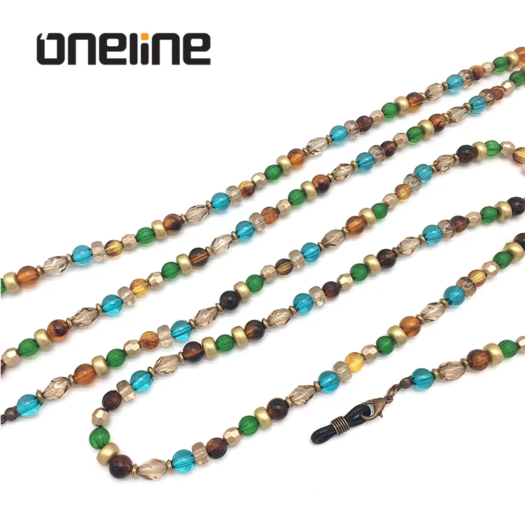 Colored Beaded Eyeglasses Chain Eye-wear Colorful Bead Chain