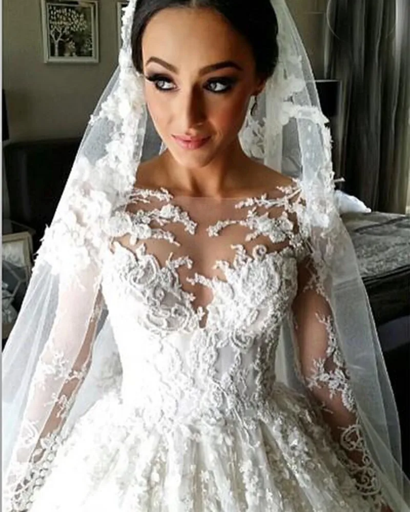 NE058 New Arrival Lace Long Sleeve Muslim Wedding Dress 2022 Vintage Court Train Ball Gown Wedding Dresses 2022 Vestido De Noiva