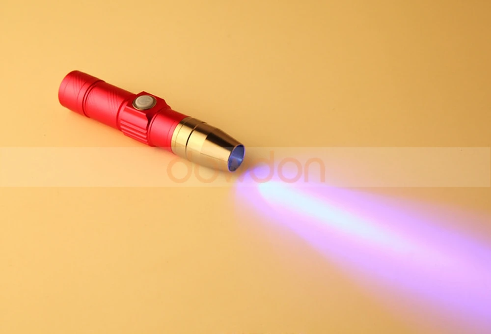 USB Rechargeable 365nm Ultraviolet Purple UV Flash Light Money Fluorescent Jewelry Detector Black Light Flashlight