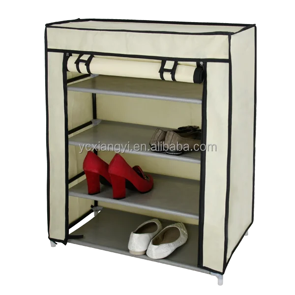 Портативный обувной шкаф для хранения Организатор 4 ярусов с противопыльным кожухом