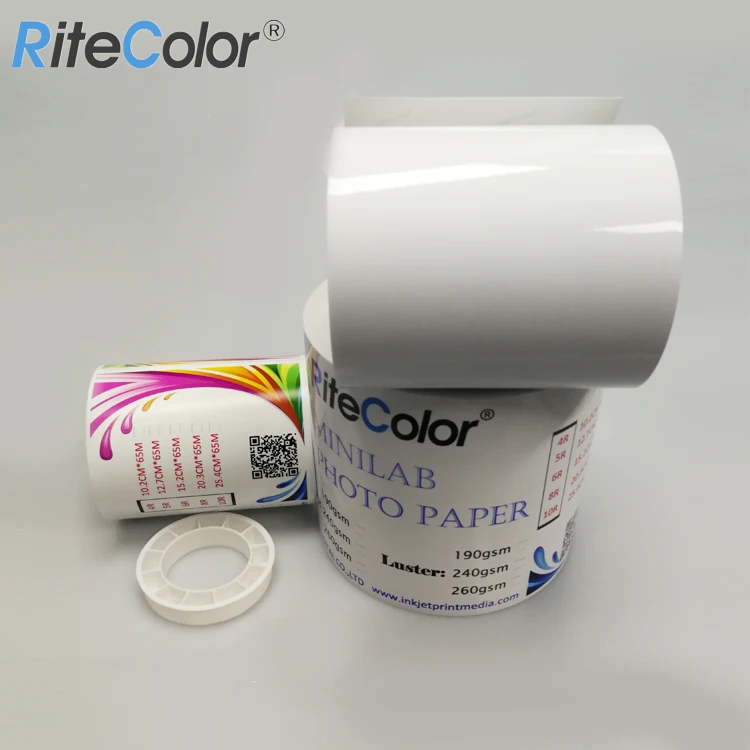 240gsm 8 Inch RC Glossy Dry Minilab Photo Paper Roll For Fuji dx100