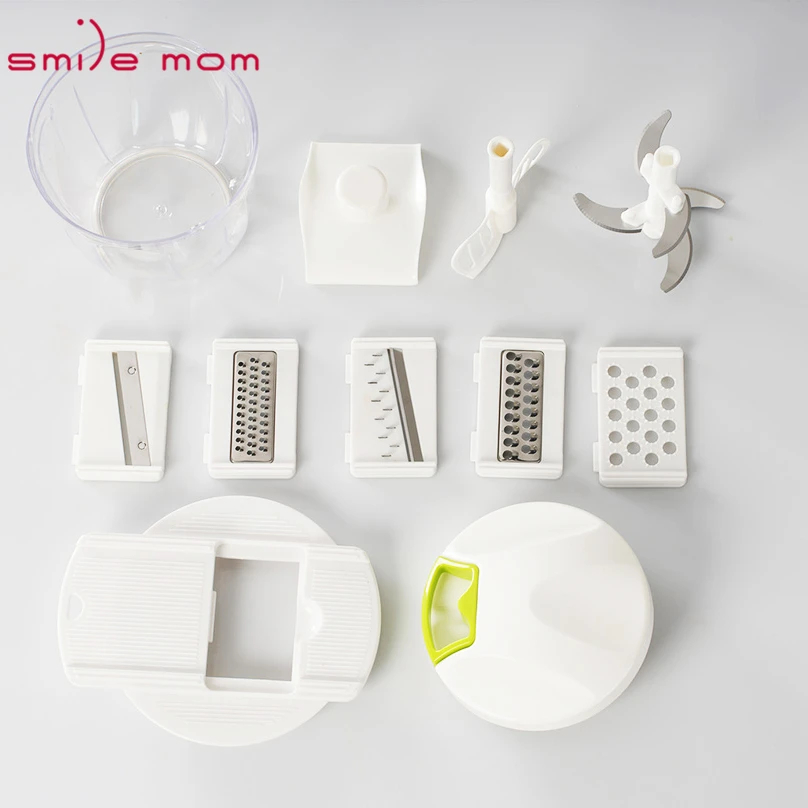 Smile mom 2 in 1 Plastic Kitchen 900ml Hand Mixing Egg Vegetable Garlic Swift Pull Food Chopper With 5 Blades Pulling Chopper