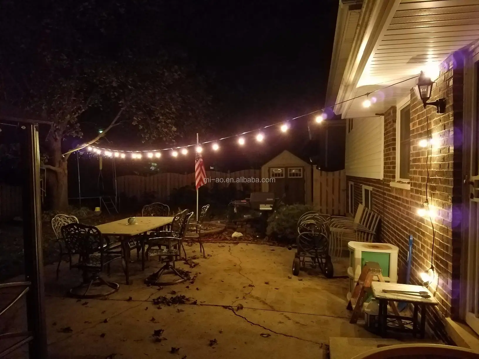 
Low Voltage Colorful Festoon Lights 10M 20 G50 RGB Bulb Outdoor Waterproof Belt Garland Lights With Color Led Bulbs 