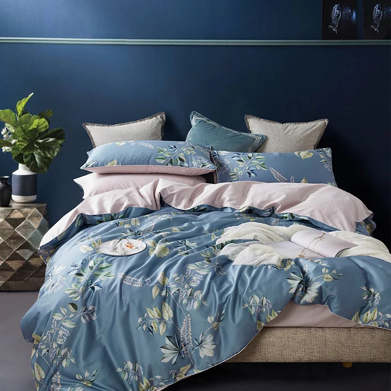 60S combed 100% egyptian cotton home bedsheets set 3d digital printing