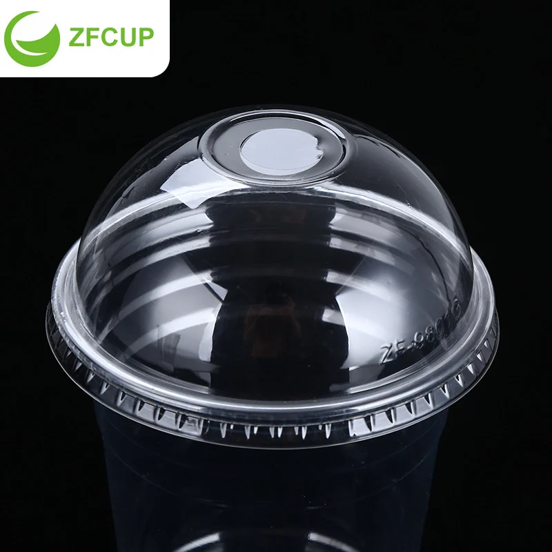 
ZFCUP 500ml Clear Disposable Juice Plastic Cup Dome Lid for Shakes 