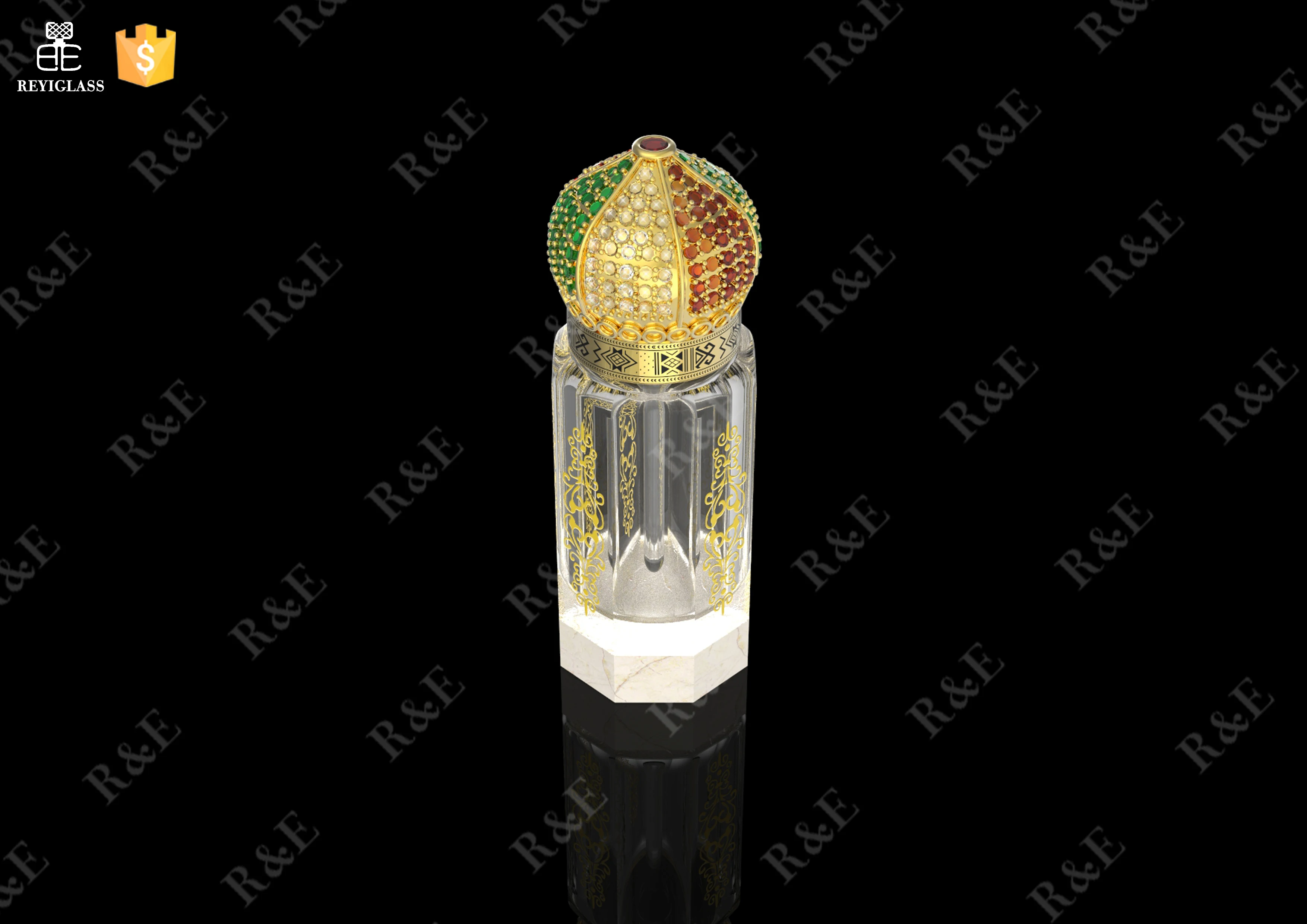 2021 Arabic glass attar bottles with handmade luxury jewelry caps