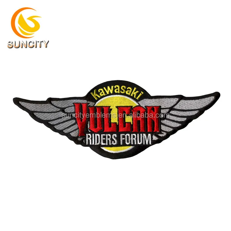 Hotsale Customized Motorcycle club patch with self adhesive laser cut border embroidery patch